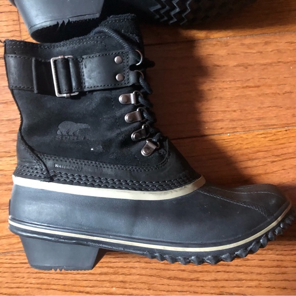 ❤️SOREL Black Winter Fancy Lace II Boots Size 8.5 - Picture 7 of 14
